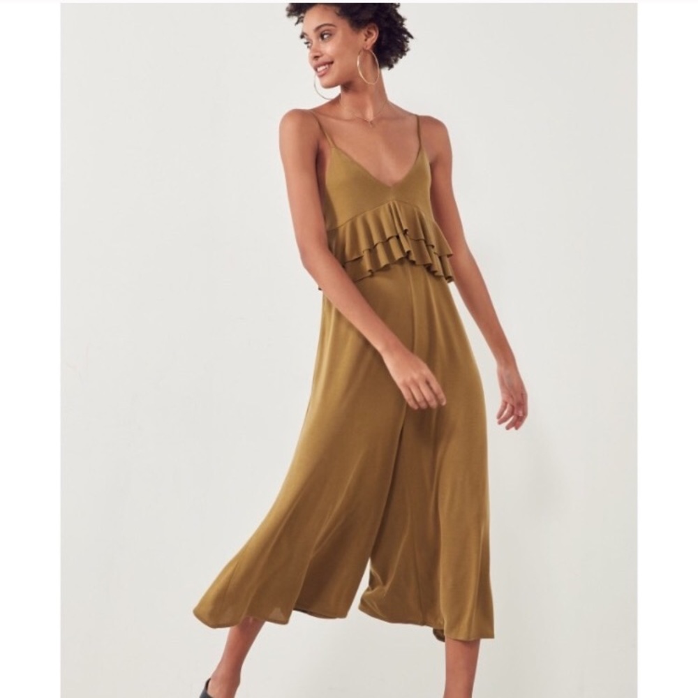 Silence + Noise Callista Cupro Ruffle Jumpsuit